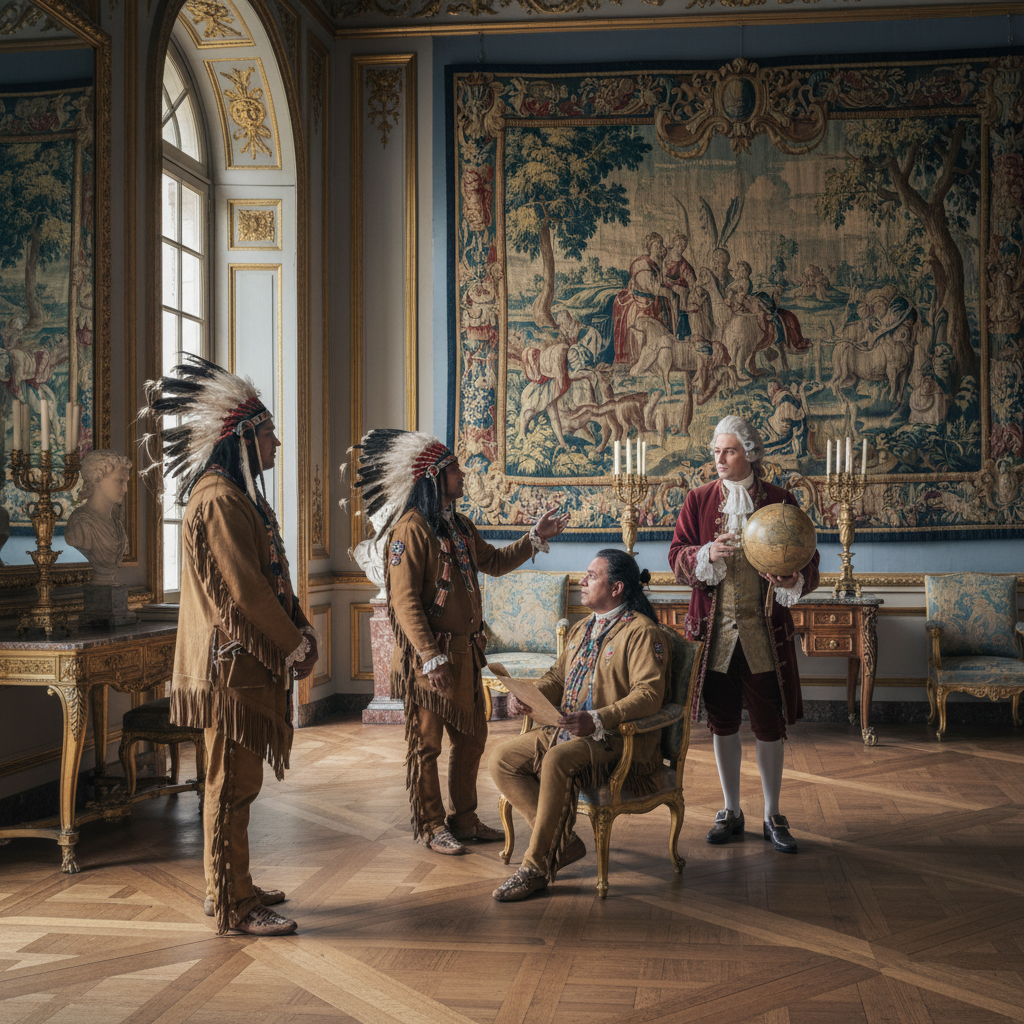 découvrez l'exposition immersive "1725 : alliés amérindiens à la cour de louis xv" au château de versailles, en partenariat avec france culture, explorant les relations historiques entre la france et les peuples amérindiens.