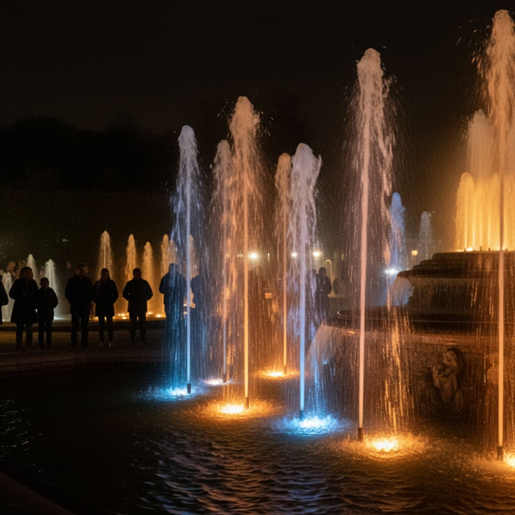 découvrez les illuminations nocturnes des grandes eaux au château de versailles, un spectacle magique mêlant fontaines, lumières et musique dans un cadre historique exceptionnel.