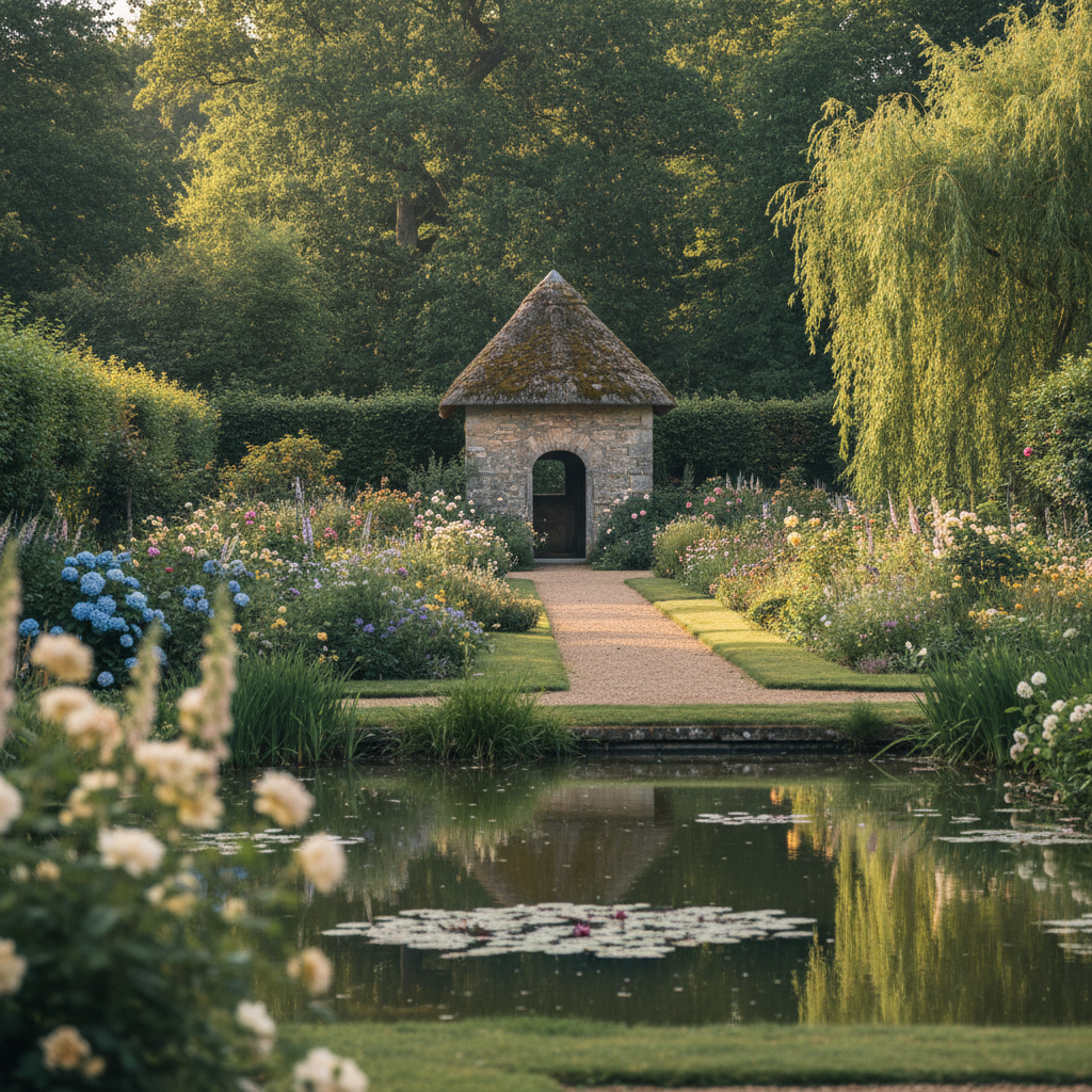 découvrez la magie d'un jardin à l'anglaise où éclats de fleurs et charme naturel se mêlent pour créer un écrin enchanteur propice à la détente et à l'émerveillement.
